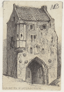 1148 Prent van de Gevangenpoort te Woudrichem. Rechtsboven in potlood: NB., 1883-1890 of eerder