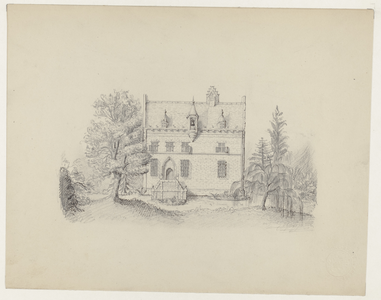 1168 Tekening van het stadhuis van Steenbergen. Rug: titel in potlood., 1800-1900 ?