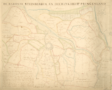 121 Kopie van een landmeterskaart van de polders in de omgeving van Steenbergen. Linksboven de Heenepolder, rechstboven ...
