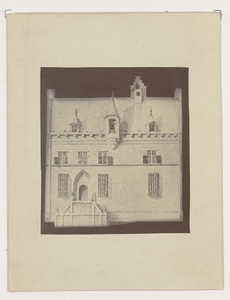 1221 Reproduktie van een tekening van het stadhuis van Steenbergen. Op de rugzijde de titel., 1800-1900 ?