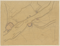 1451 Kaart van de omgeving van Woudrichem met de vestingen Gorinchem, Woudrichem, Loevestein en fort Vuren. Linksboven ...