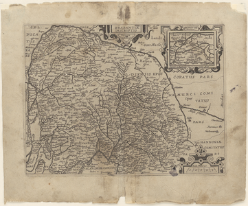 1524 Kaart van het hertogdom Brabant. Met richtingaanduiding en inzetkaartje van Mechelen en omgeving (Machliniae urbis ...