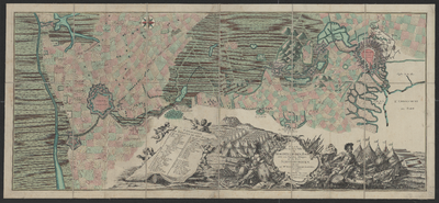 161 Kaart van Bergen op Zoom en de linie naar Steenbergen met de belegering door de Fransen van 14 juni-16 september ...