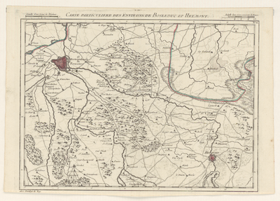 1639 Kaart van het oostelijk deel van Brabant tussen Helmond en 's-Hertogenbosch. Gradenverdeling in de rand. ...