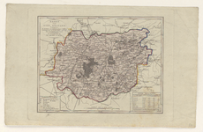1653 Kaart van de Belgische provincie Zuid-Brabant. Gradenverdeling en richtingaanduiding in de rand. Linksboven ...