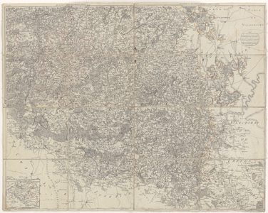 1677 Blad 11, 12, 15 en 16 van een kaart van de Oostenrijkse Nederlanden in 16 bladen. Linksboven Namen, rechtsboven ...