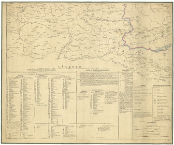1701 Achtste blad van een kaart in negen bladen van België met gegevens over de mijnbouw. Linksboven Cambrai, ...