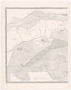 1735 Eerste blad van een tweebladige kaart van het stroomgebied van Maas en Waal tussen Nijmegen en Druten, ...