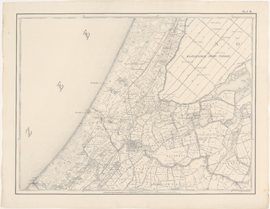 1785 Tweede blad van een kaart in 9 bladen van de provincie Zuid-Holland. Met gradenverdeling. Linksboven Noordzee, ...