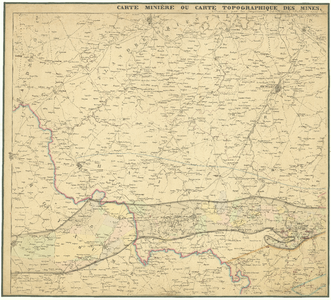 1812 Vijfde blad van een kaart in negen bladen van België met gegevens over de mijnbouw. Linksboven Thourout, ...