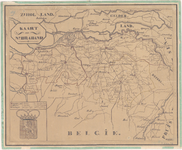 1845 Kaart van de provincie Noord-Brabant. Met legenda. Versierd met het wapen van Brabant., 1840
