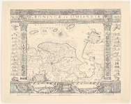 219 Facsimile van een kaart van de provincie Groningen e.o. Boven de kaart hoofdtitel, middenboven kompasroos, ...