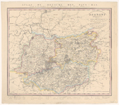 2196 Kaart van Zuid-Brabant, verdeeld in arrondissementen en kantons. Met gradenverdeling en legende., c. 1820-1829