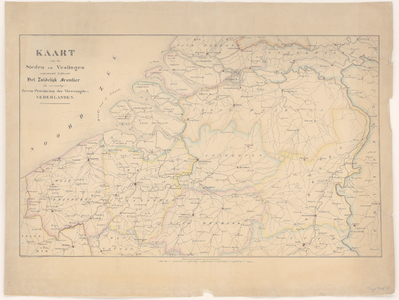2208 Historische kaart van de steden en vestingen van de zuidelijke grens van de Zeven Provinciën van de Verenigde ...