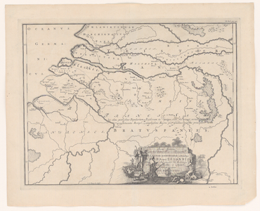 2370 Historische kaart van Zeeland. Met gradenverdeling. Titelcartouche versierd met een scene uit het landleven. ...