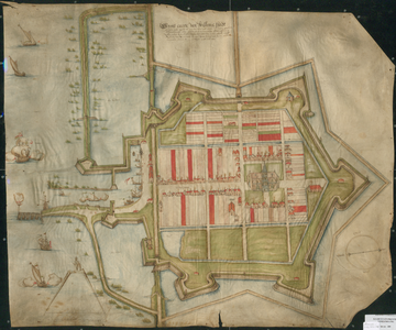 280 Plattegrond van Willemstad, in 1586 gemaakt in opdracht van de rentmeester van Prins Maurits van Nassau, heer van ...