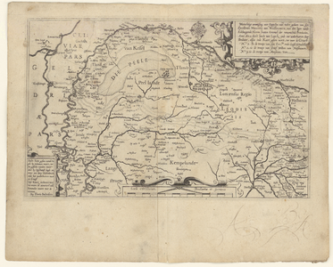 2881 Kaart van het oostelijk deel van Brabant en het Land van Luik met de tocht van Maurits door Brabant naar Grave, 7 ...