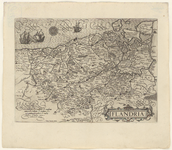2902 Kaart van Vlaanderen. Met kompasroos. Versierd met enkele scheepjes., 1600-1650