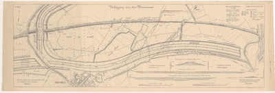 296 Plankaart en enige profielen voor de verlegging van de Maasmond bij Heusden. Linksboven: 1e Blad, daaronder ...