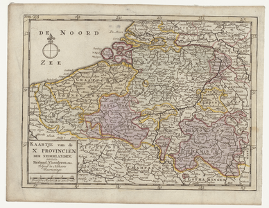3104 Kaart van de zuidelijke helft van Nederland, België, Luxemburg en het Noorden van Frankrijk. Gradenverdeling in de ...