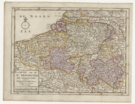 3104 Kaart van de zuidelijke helft van Nederland, België, Luxemburg en het Noorden van Frankrijk. Gradenverdeling in de ...
