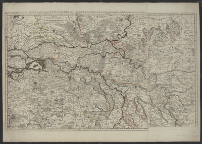 317 Kaart van het stroomgebied van Maas en Rijn tussen Roermond en het Volkerak, respectievelijk Düsseldorp en ...