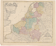 493 Kaart van Nederland, België en Luxemburg. Gradenverdeling en richtingaanduiding in de rand, graadnet. Linksboven ...