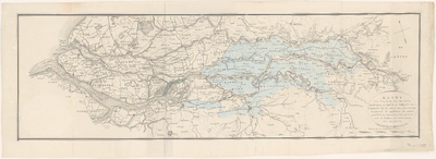508 Kaart van het rivierengebied tussen Emmerik en de Noordzeekust. Rechtsboven kompasroos, rechtsonder titelovaal, ...
