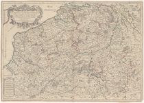 521 Kaart van België, Luxemburg en de aangrenzende gebieden. Gradenverdeling en richtingaanduiding in de rand. ...
