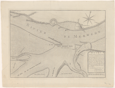 526 Kaart van de Merwede bij Hardinxveld, in opdracht van C. Brunings (Inspecteur Generaal van 's Lands Rivieren) ...