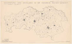536 Kaart van Noord-Brabant met gemeentegrenzen en bevolkingsaantallen. Boven de kaart de titel, rechtsboven in ...