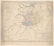 540 Kaart van de Belgische provincie Antwerpen. Gradenverdeling en richtingaanduiding in de rand, rechtsonder kader met ...