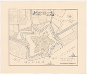 553 Plattegrond van fort Lillo aan de Schelde (B). Linksboven kader met legende (A-V: 1-5) en: Den 9 novemb 1746, ...