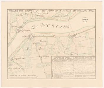 561 Kaart van het gebied ter weerszijden van de Schelde (B) met de forten Kruisschans, Liefkenshoek, Lillo en Frederik ...