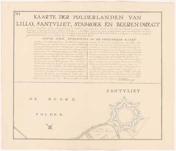 565 Eerste blad van een kopie in 9 bladen (incl. bladwijzer) van een kaart van de polders van Lillo, Stabroek, ...
