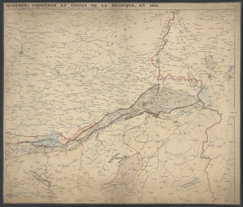 5775 Zesde blad van een kaart in negen bladen van België met gegevens over de mijnbouw. Linksboven Putte, rechtsboven ...