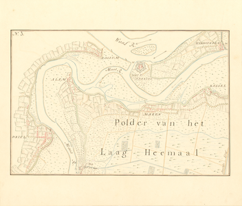 665 Derde blad van een kopie (in 16 bladen) van een kaart van het gebied rondom 's-Hertogenbosch, gelegen tussen ...