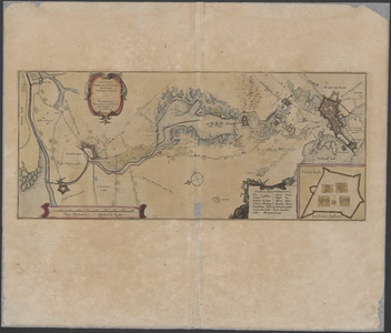 6844 Ingekleurde kaart van de nieuwe linie van Bergen op Zoom naar Steenbergen met de forten Moermont, Pynsen en ...
