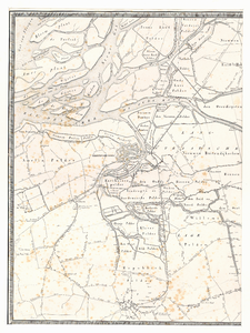 688 Eerste blad van een vierbladige kaart van het gebied tussen 's-Hertogenbosch en Geertruidenberg. Linksboven Gat van ...