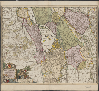 7080 Ingekleurde kaart van het zuidelijk deel van Holland en het westelijk deel van Noord-Brabant, 1670