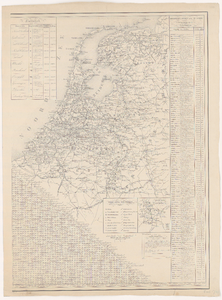 756 Kaart van Nederland en een deel van België. Linksboven kader met statistische gegevens over de elf Nederlandse ...