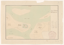 80 Kaart van de omgeving van het fort Nieuw St. Andries aan de Waal bij Rossum en Heerewaarden met een plattegrond van ...
