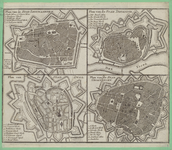 854 Kaart met plattegronden van de steden Zwolle, Deventher, Groningen en Leeuwarden(uit de nieuwe Geografische en ...