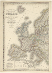 889 Eerste blad van een kaart van Europa in twee bladen. Gradenverdeling in de rand, graadnet. Linksboven titel en ...