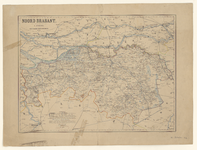 958 Kaart van de provincie Noord-Brabant met enige gegevens over rivieren. Gradenverdeling in de rand. Linksboven ...