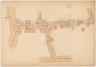 1G17 Plattegrond gasleidingen te Vught: Kerkstraat tot Koestraat, 1907