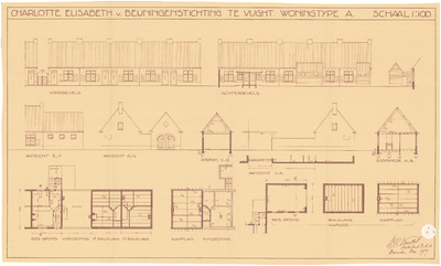 3A51 Bouwtekening van woningen van de Charlotte Elisabeth van Beuningenstichting, aan de Piekenhoek te Vught, 1937